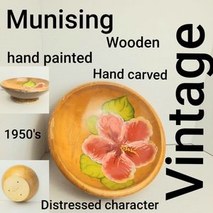 Vintage Munising hand carved wooden bowls 1950's